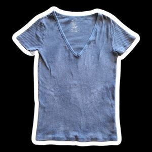 gap y2k ribbed vneck striped tee